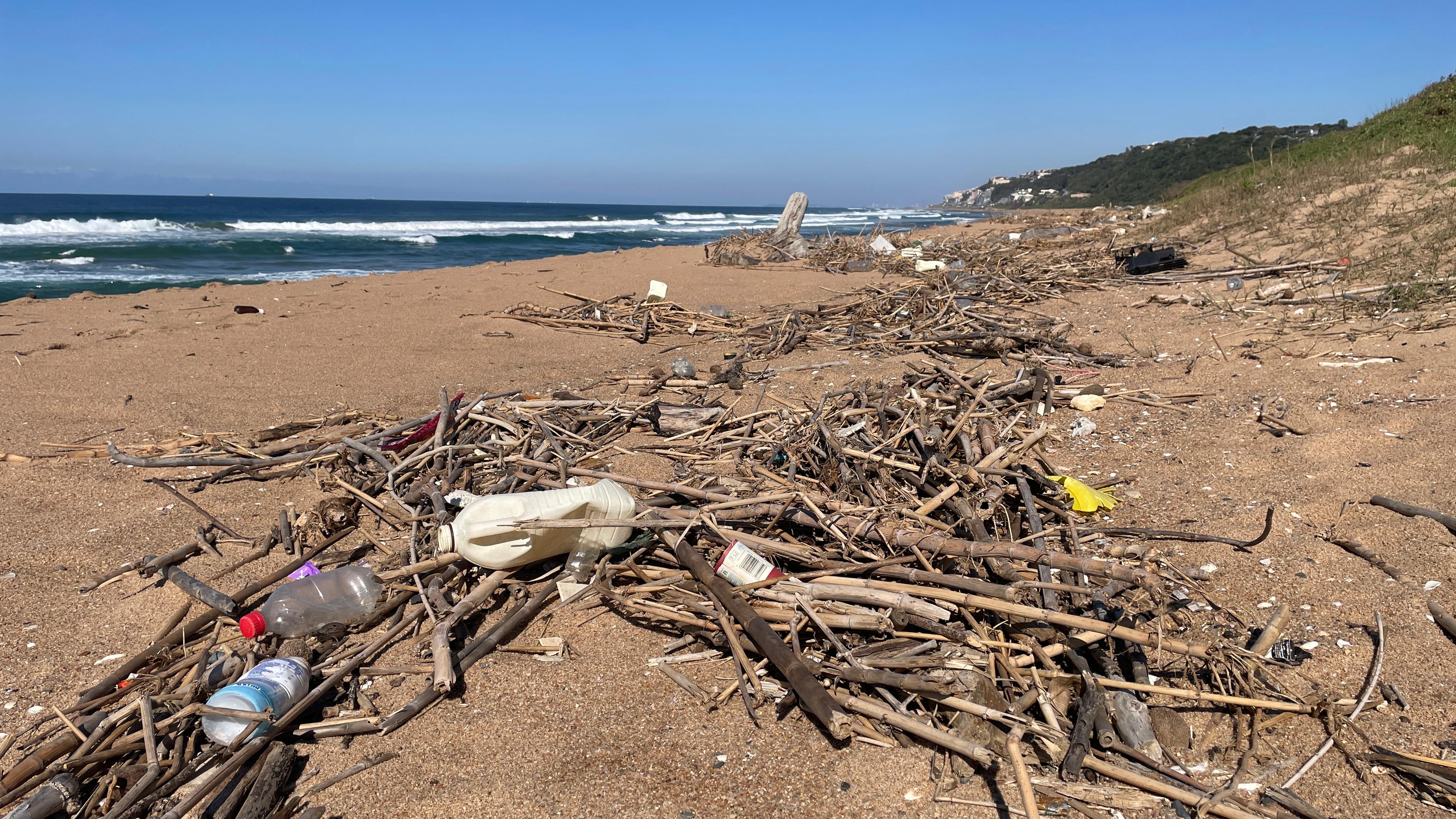 Plastic pollution on a beach