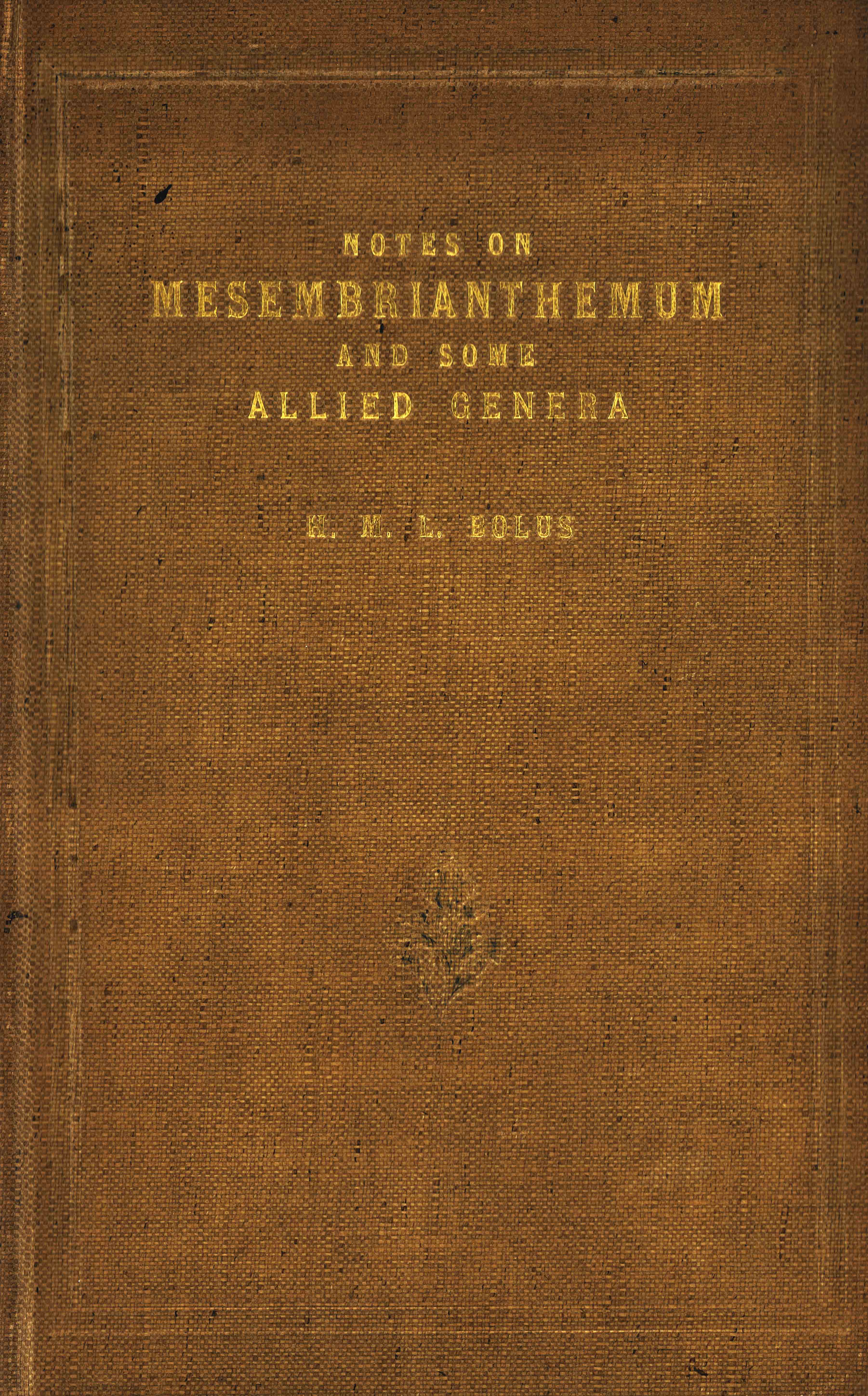 Book cover: Notes on Mesembryanthemum