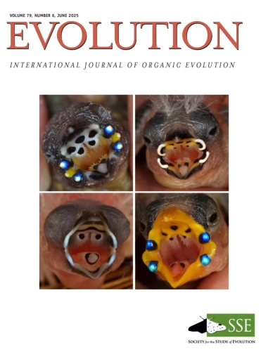 Cover of journal, Evolution, June 2025