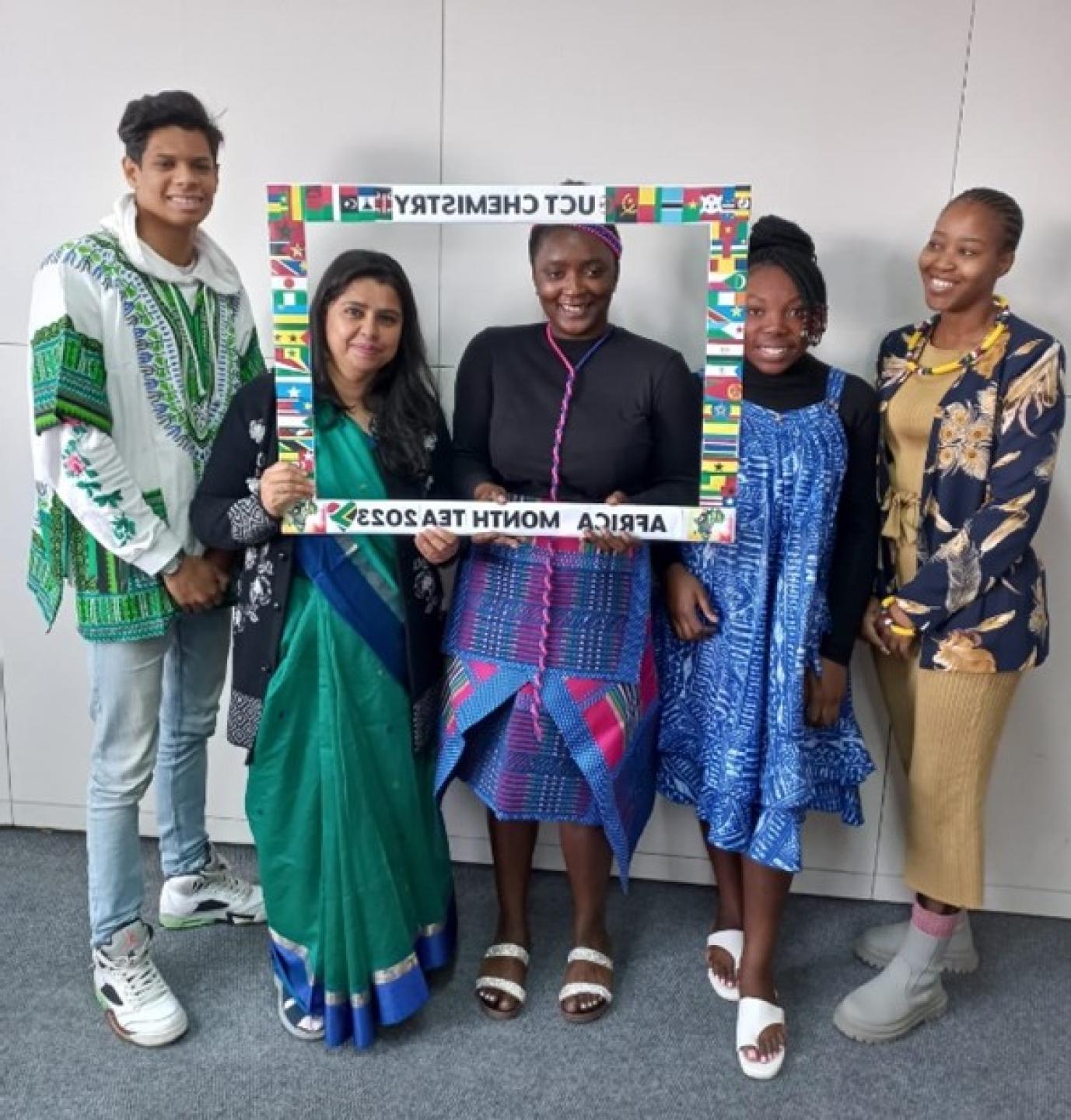 Chemistry Postgraduate students all dressed up to Celebrate Africa Month