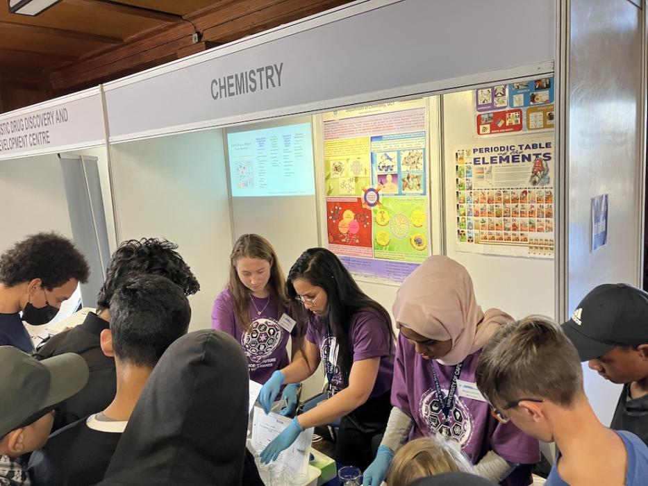 Learners enjoying the chemistry experiments at UCT Open Day