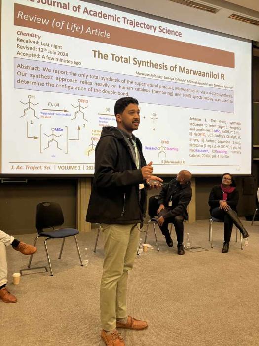Dr Marwaan Rylands – UCT Lecturer    A very creative presentation showcasing his passion for the organic synthesis discipline and highlighting the importance of mentorship 