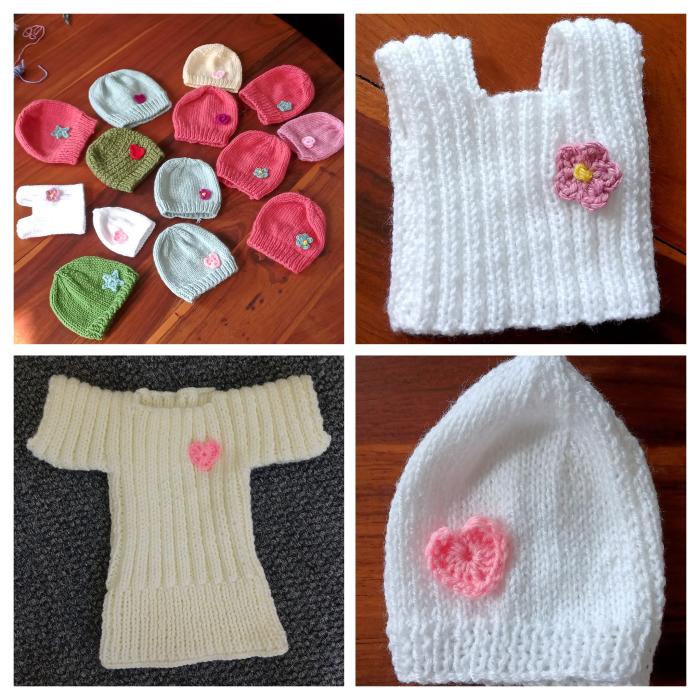 Some clothes and knitted beanies