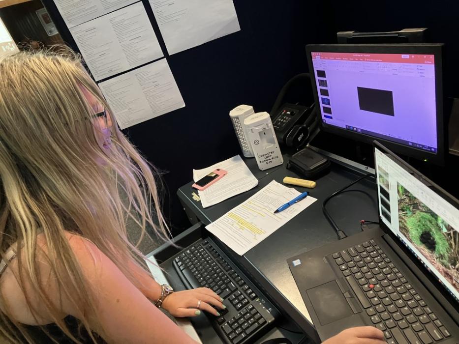 BTS: Shannon Misplon helping with the slide show