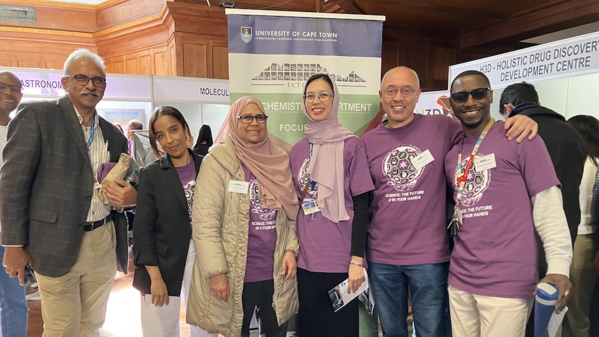 HOD- Assoc. Prof Anwar Jardine, Dr Samantha Douman, Dr Dalielah Jappie, Ms Laa-iqa Rylands, Prof. Gregory Smith and Dr Siyabonga Ngubane at UCT Open day 2023