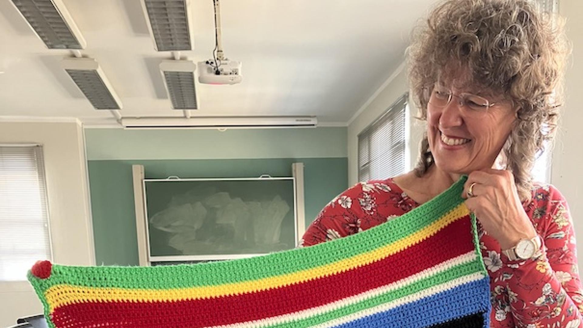 Woman holding a lovely blanket