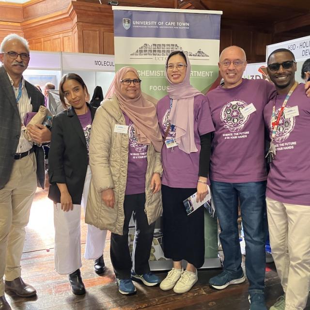 HOD- Assoc. Prof Anwar Jardine, Dr Samantha Douman, Dr Dalielah Jappie, Ms Laa-iqa Rylands, Prof. Gregory Smith and Dr Siyabonga Ngubane at UCT Open day 2023