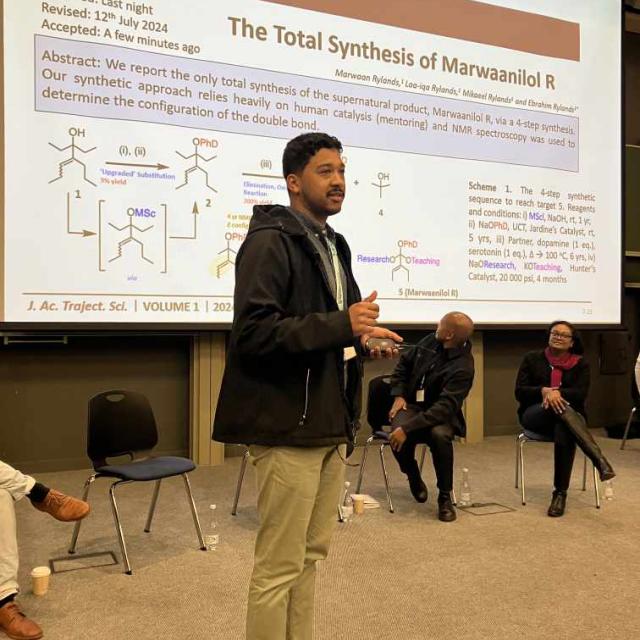 Dr Marwaan Rylands – UCT Lecturer    A very creative presentation showcasing his passion for the organic synthesis discipline and highlighting the importance of mentorship 