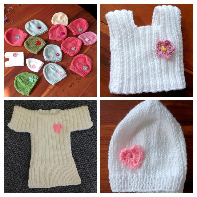 Some clothes and knitted beanies