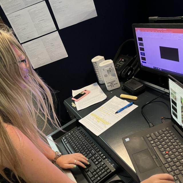BTS: Shannon Misplon helping with the slide show