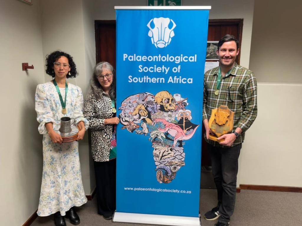 UCT Geology authors holding their PSSA awards