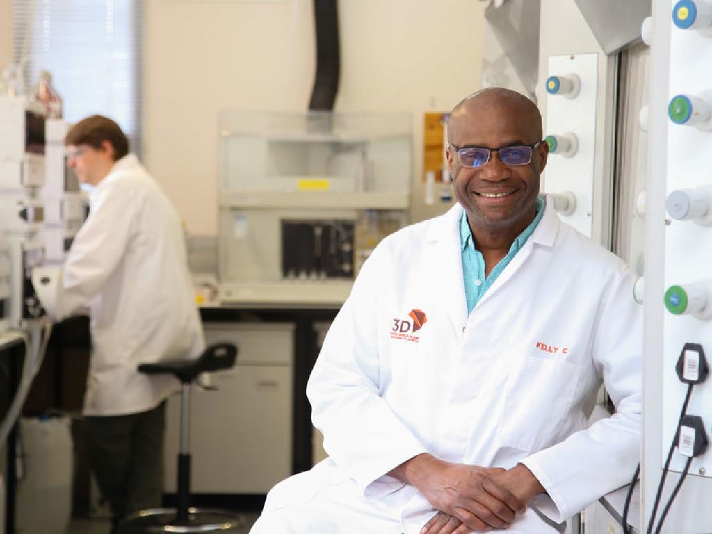 Kelly Chibale in lab